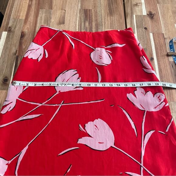Red & White Tulip Print Floral Skirt Flowy - Picture 7 of 7